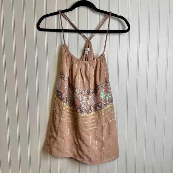 Charming Charlie Pink Sequin Halter Style Lined Top  R25 - Picture 1 of 4